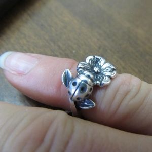 James Avery Ladybug Flower ring